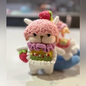 🧶Handmade with love: Cute Crochet Embroidered Strawberry Sheep